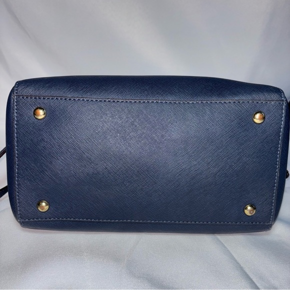 Michael Kors Navy Blue Saffiano Leather Dome Satchel - Picture 4 of 15